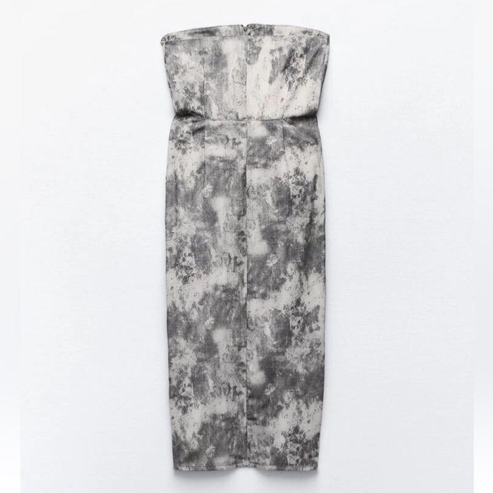 Zara Strapless Dress Cargo Utility Midi Camo Print body con NWT XS Blogger Fave - Picture 3 of 11